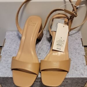 a new day Tan Strappy Block Heel Sandals
